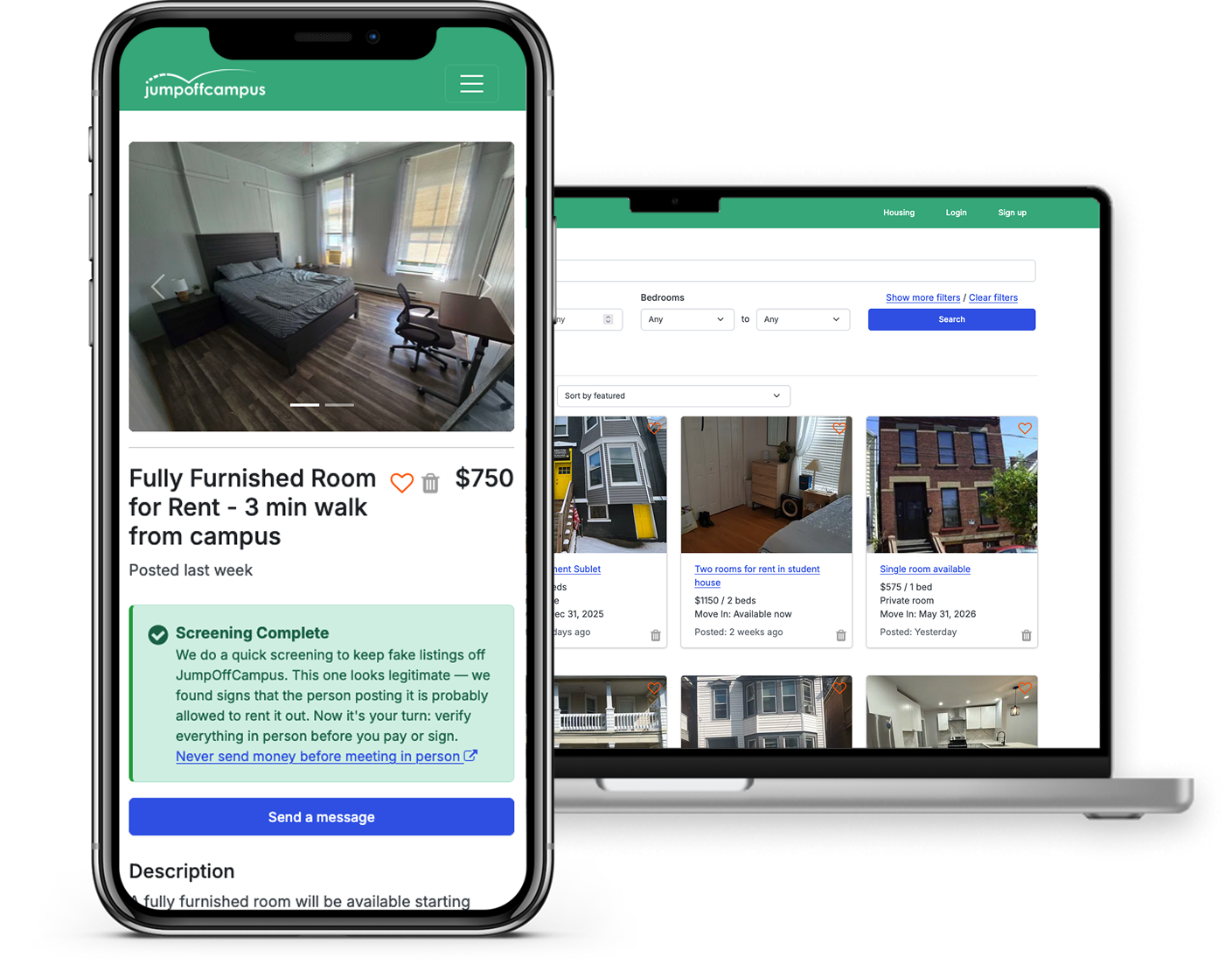 Laptop and Mobile Devices Showing JumpOffCampus Platform